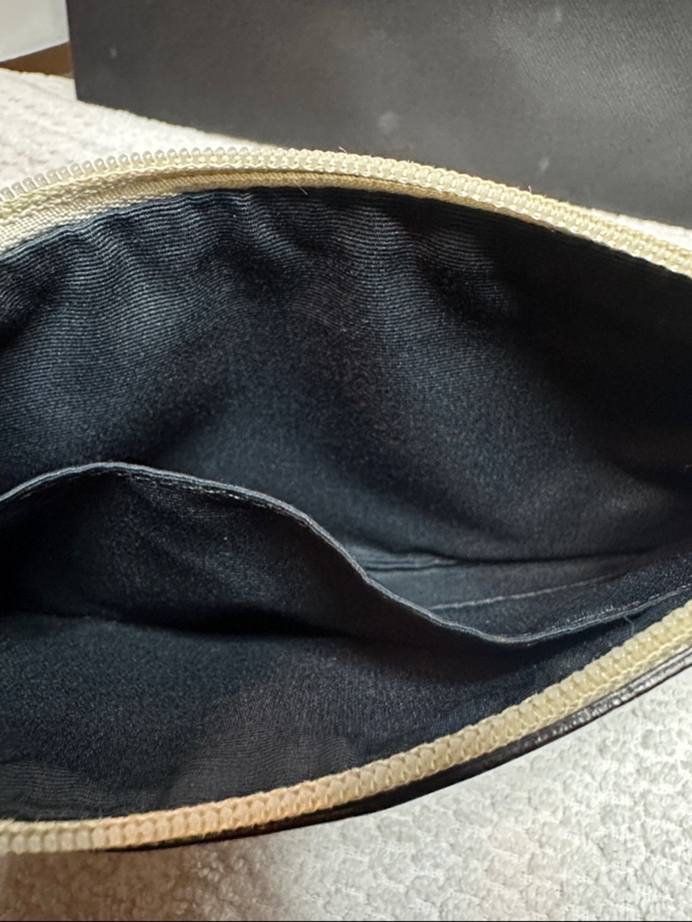 Coach Tan Signature Canvas Wristlet with Navy and Cream Accents - Picture 6 of 9